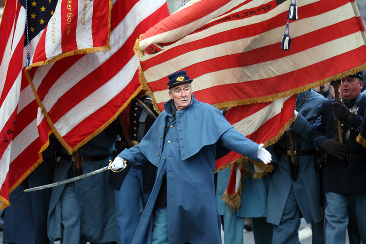 The 2008 Remembrance Day parade in Gettysburg, PA in honor of the anniversary of President Lincoln's immortal "Gettysburg Address".  � Mike Lynaugh