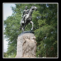  The bronze equestrian statue of General Stonewall Jackson in Charlottesville, Virginia.  It was sculpted by Charles Keck at the request of the National Sculpture Society.  The statue was dedicated on October 19, 1921.  � Mike Lynaugh Photography