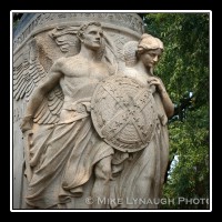 The stone base of the equestrian statue of General Stonewall Jackson in Charlottesville, Virginia.  It was sculpted by Charles Keck at the request of the National Sculpture Society.  The statue was dedicated on October 19, 1921.  � Mike Lynaugh Photography