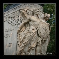 The stone base of the equestrian statue of General Stonewall Jackson in Charlottesville, Virginia.  It was sculpted by Charles Keck at the request of the National Sculpture Society.  The statue was dedicated on October 19, 1921.  � Mike Lynaugh Photography