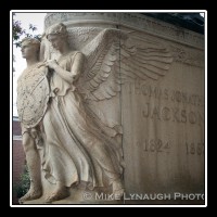 The stone base of the equestrian statue of General Stonewall Jackson in Charlottesville, Virginia.  It was sculpted by Charles Keck at the request of the National Sculpture Society.  The statue was dedicated on October 19, 1921.  � Mike Lynaugh Photography