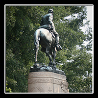  The bronze equestrian statue of General Stonewall Jackson in Charlottesville, Virginia.  It was sculpted by Charles Keck at the request of the National Sculpture Society.  The statue was dedicated on October 19, 1921.  � Mike Lynaugh Photography