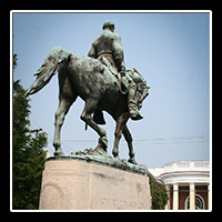 The bronze Robert E Lee statue in Charlottesville, VA.  This monument was scuplted by artists Henry Shrady and Leo Lentelli at the request of the National Sculpture Society and was dedicated on May 21, 1924.  It is interesting to note that the original artist, Henry Shrady passed away while this sculpture was still unfinished, and Leo Lentelli completed it.  � Mike Lynaugh Photography