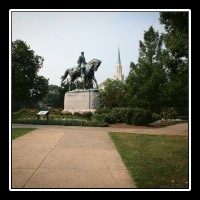 The bronze Robert E Lee statue in Charlottesville, VA.  This monument was scuplted by artists Henry Shrady and Leo Lentelli at the request of the National Sculpture Society and was dedicated on May 21, 1924.  It is interesting to note that the original artist, Henry Shrady passed away while this sculpture was still unfinished, and Leo Lentelli completed it.  � Mike Lynaugh Photography