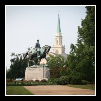 The bronze Robert E Lee statue in Charlottesville, VA.  This monument was scuplted by artists Henry Shrady and Leo Lentelli at the request of the National Sculpture Society and was dedicated on May 21, 1924.  It is interesting to note that the original artist, Henry Shrady passed away while this sculpture was still unfinished, and Leo Lentelli completed it.  � Mike Lynaugh Photography