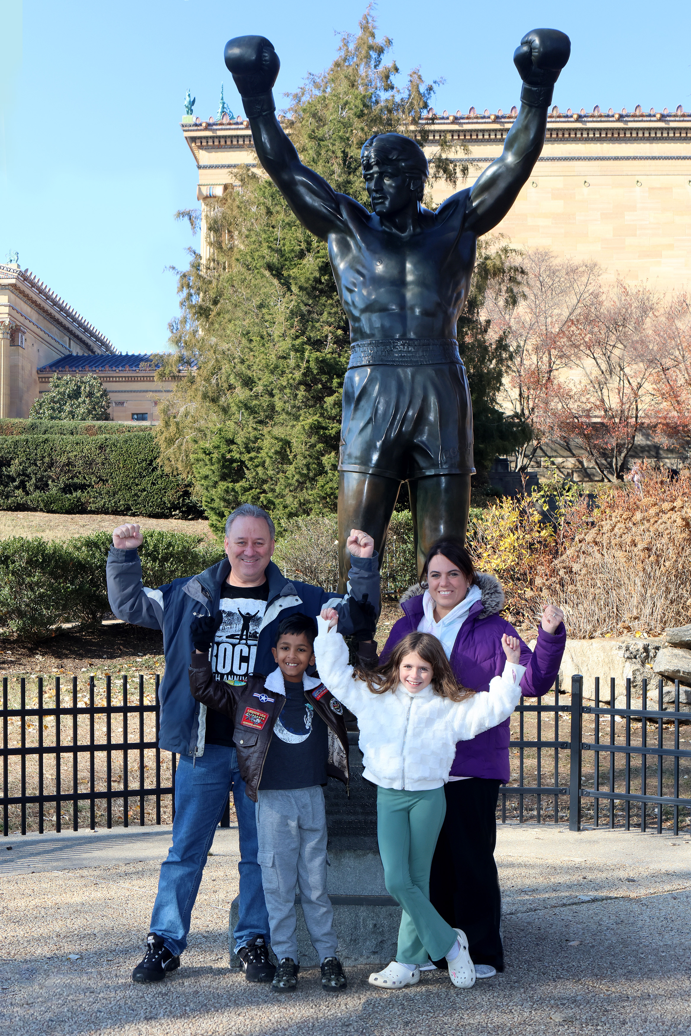 Family visit to the Rocky statue in Philadelphia