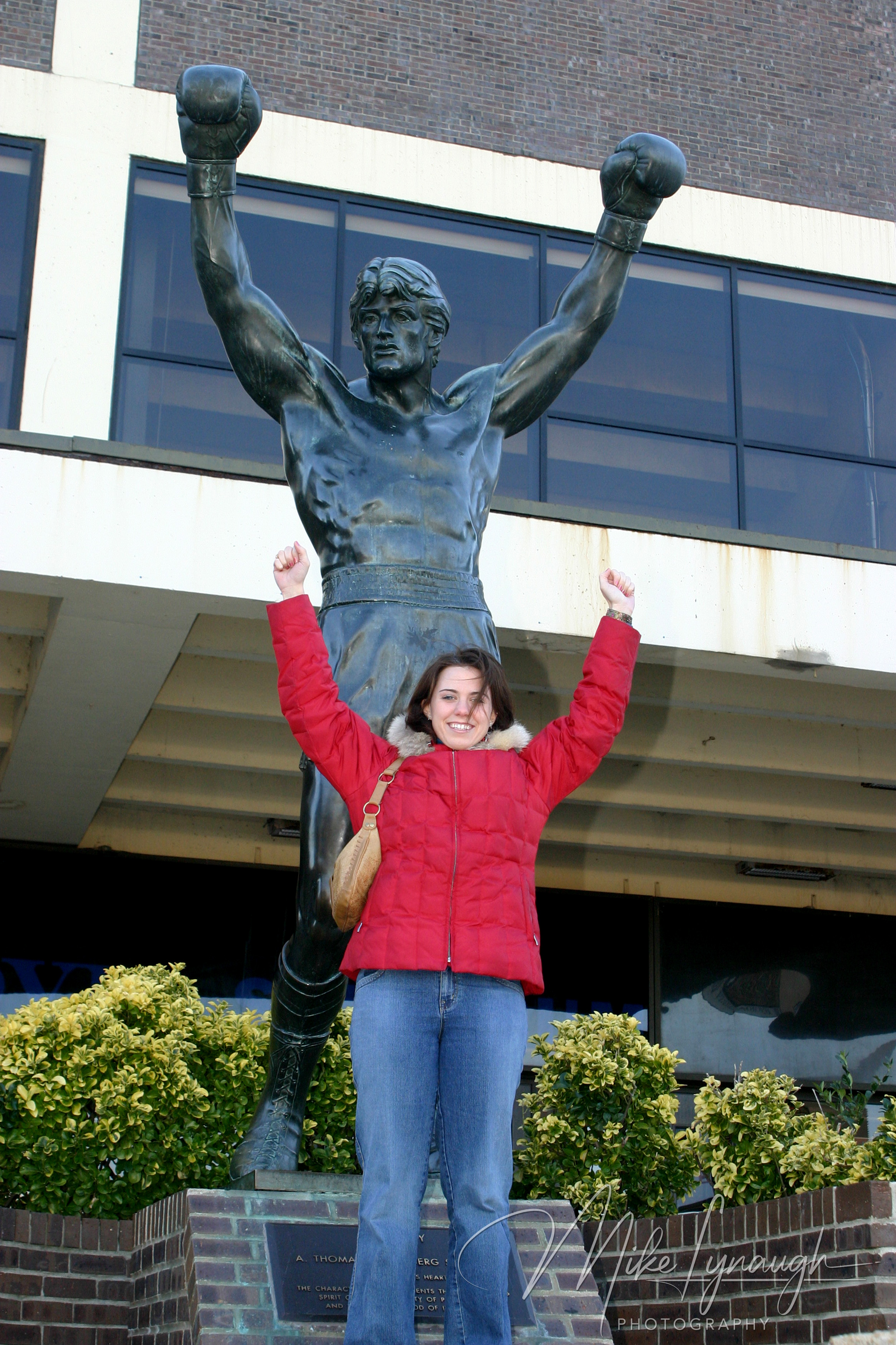 Kristie Lynaugh posing with the Rocky Statue back in 2005 when it was still at the Philadelphia Spectrum.