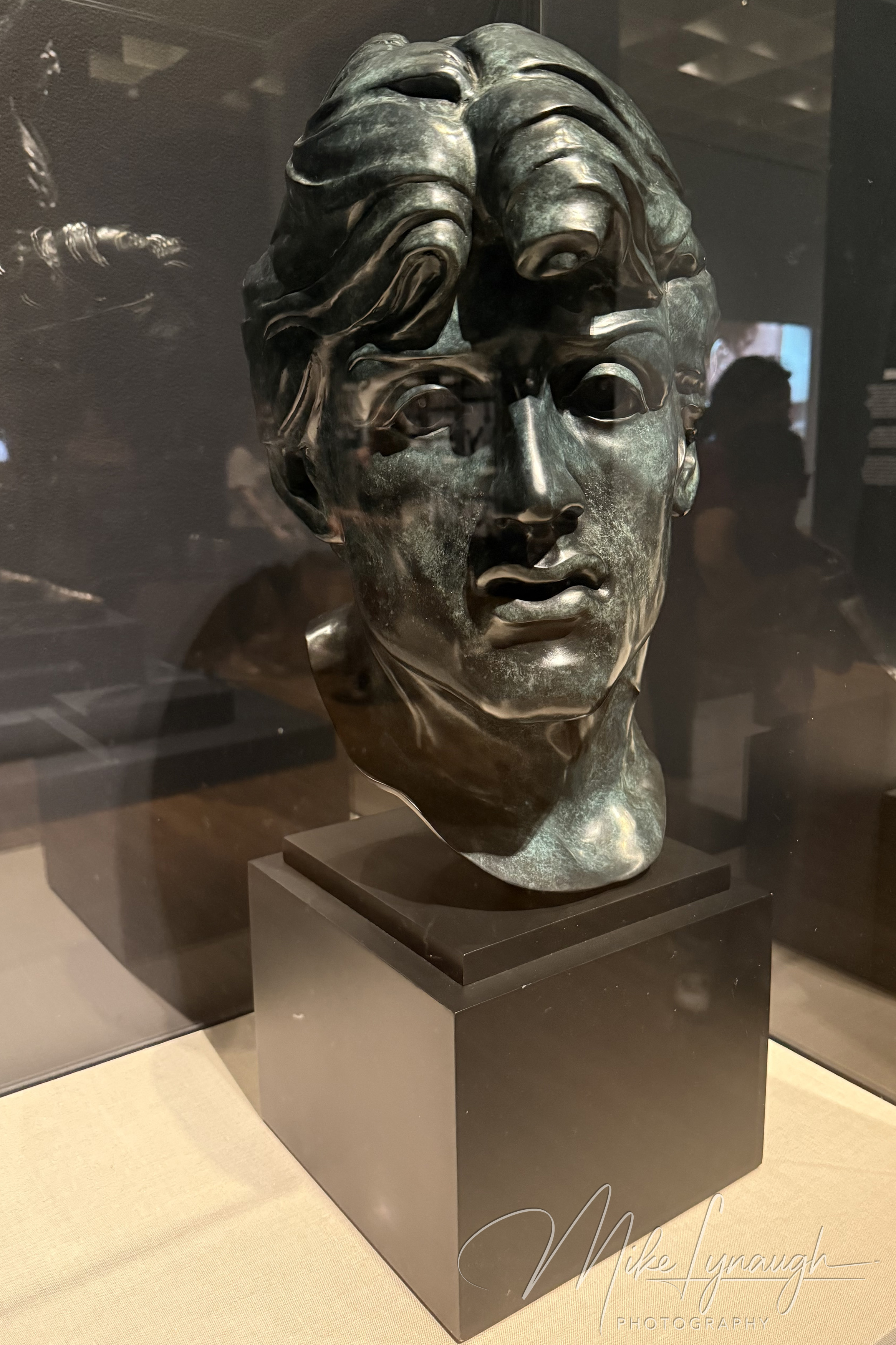 Rocky Statue — Rising Up Exhibition. A bust of the Rocky Statue created by artist A. Thomas Schomberg on display inside the Philadelphia Museum of Art's special exhibit, "Rising up".