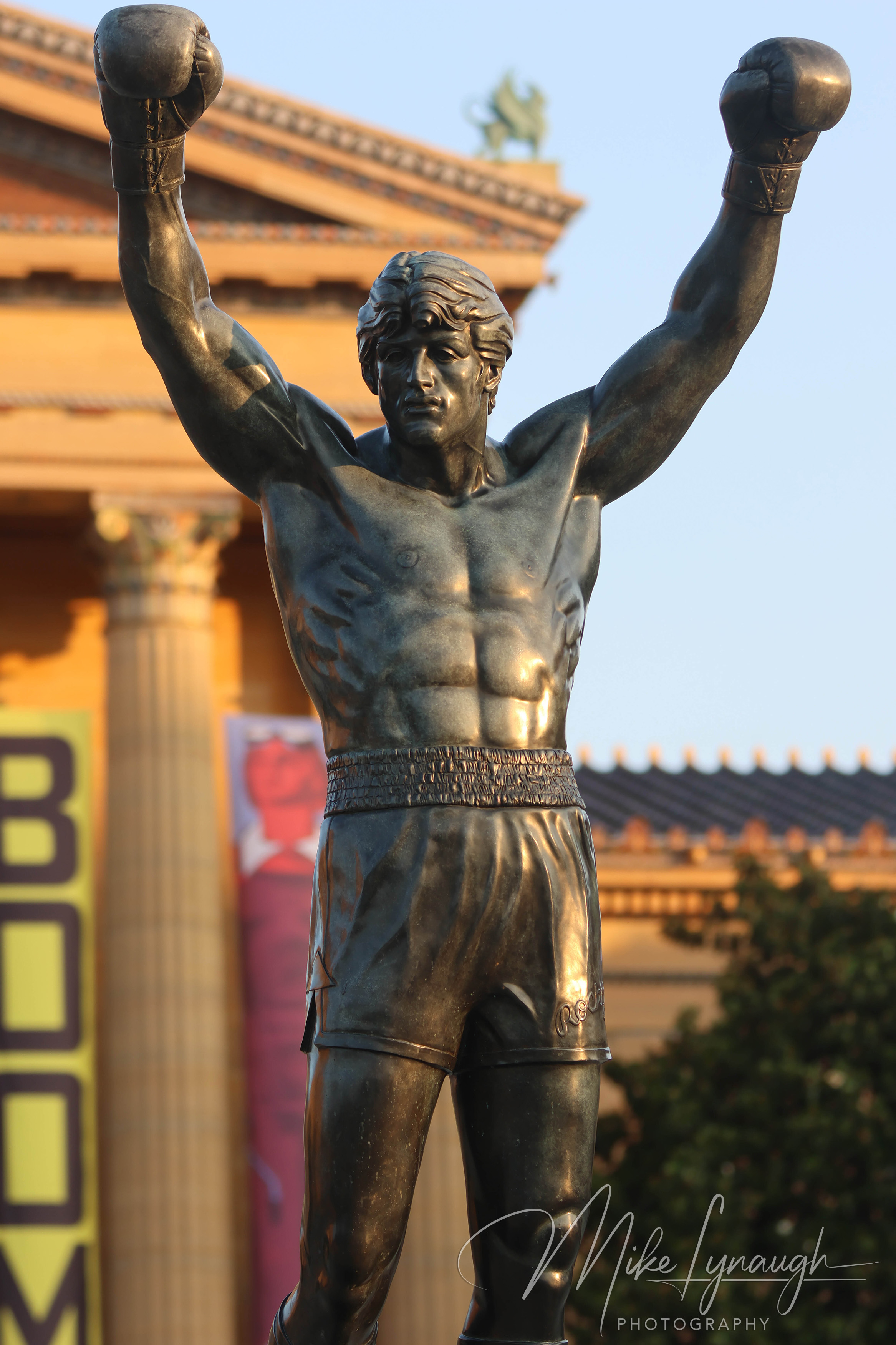 Rocky Statue — Sunrise illuminates the Rocky Statue at the top of the Rocky Steps. The first rays of sunlight illuminate the Rocky statue outside the Philadelphia Museum of Art, one of my favorite times to photograph the.