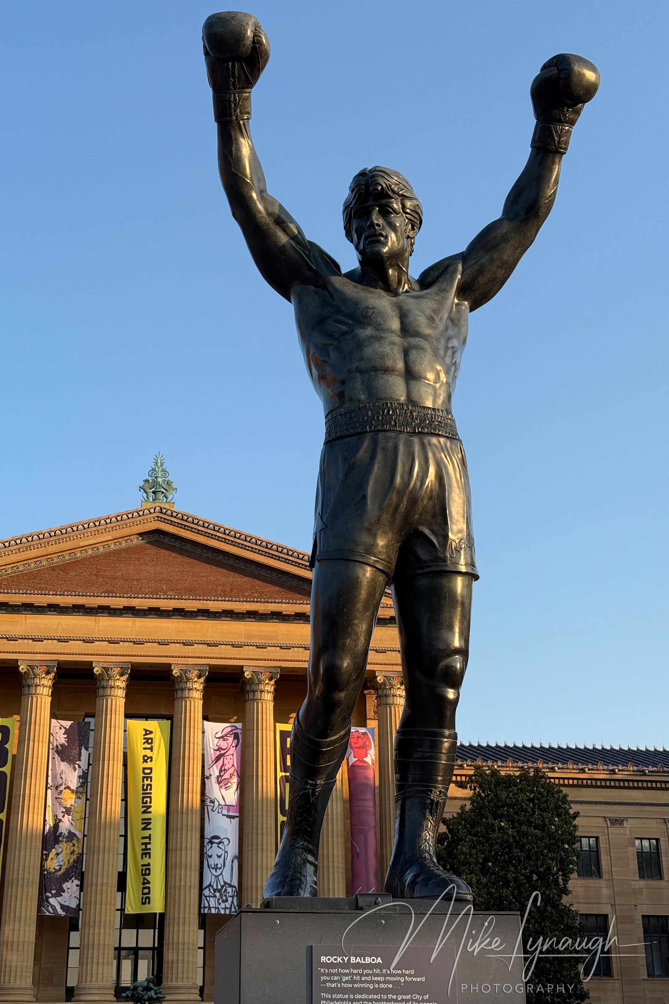 Rocky Statue — At the top of the Rocky Steps at sunrise. The first rays of sunlight illuminate the Rocky statue outside the Philadelphia Museum of Art, one of my favorite times to photograph the monument because of the.