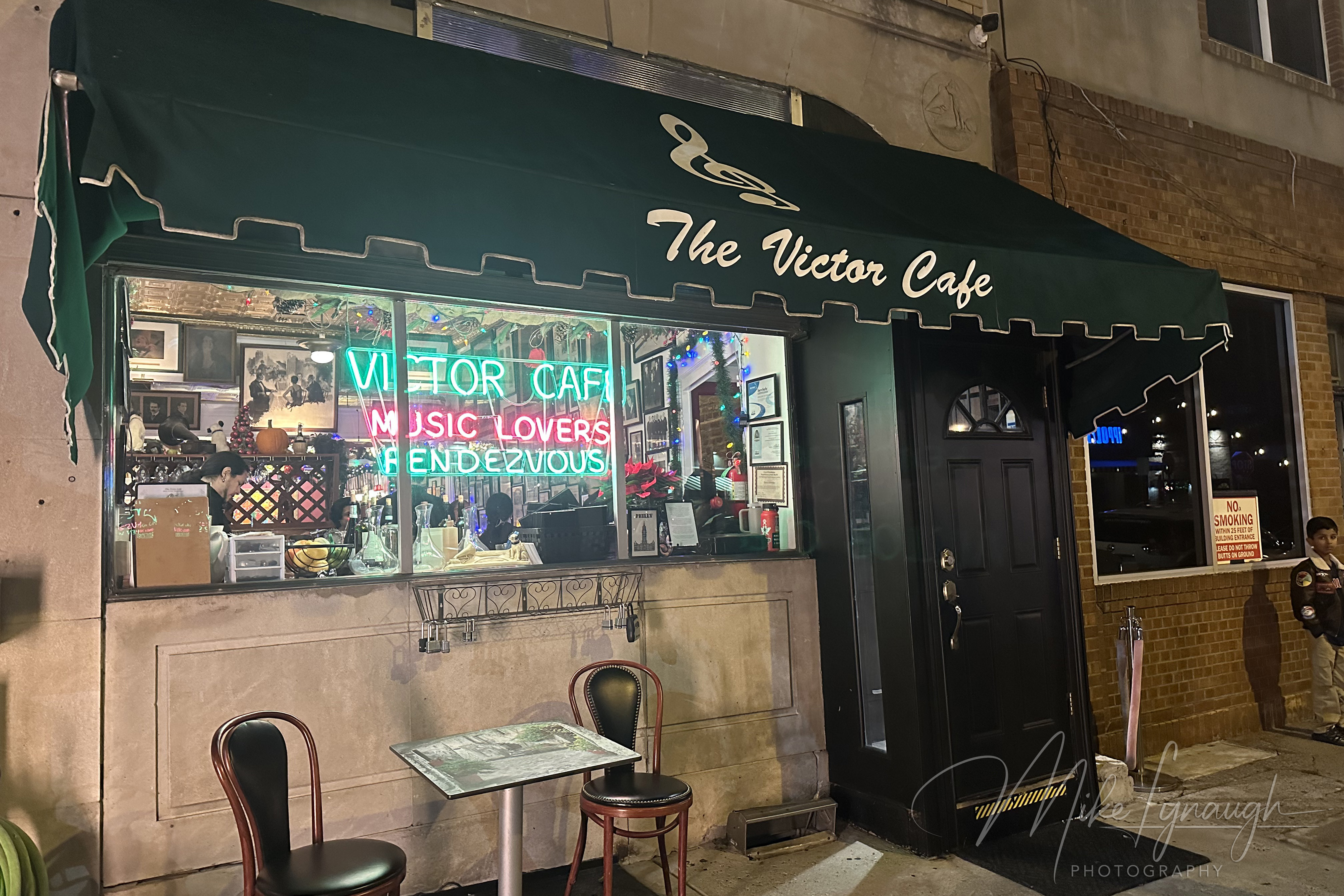 The exterior of The Victor Cafe in South Philadelphia. The Victor Cafe doubles as Adrian's Restaurant in Rocky Balboa, Creed and Creed II.