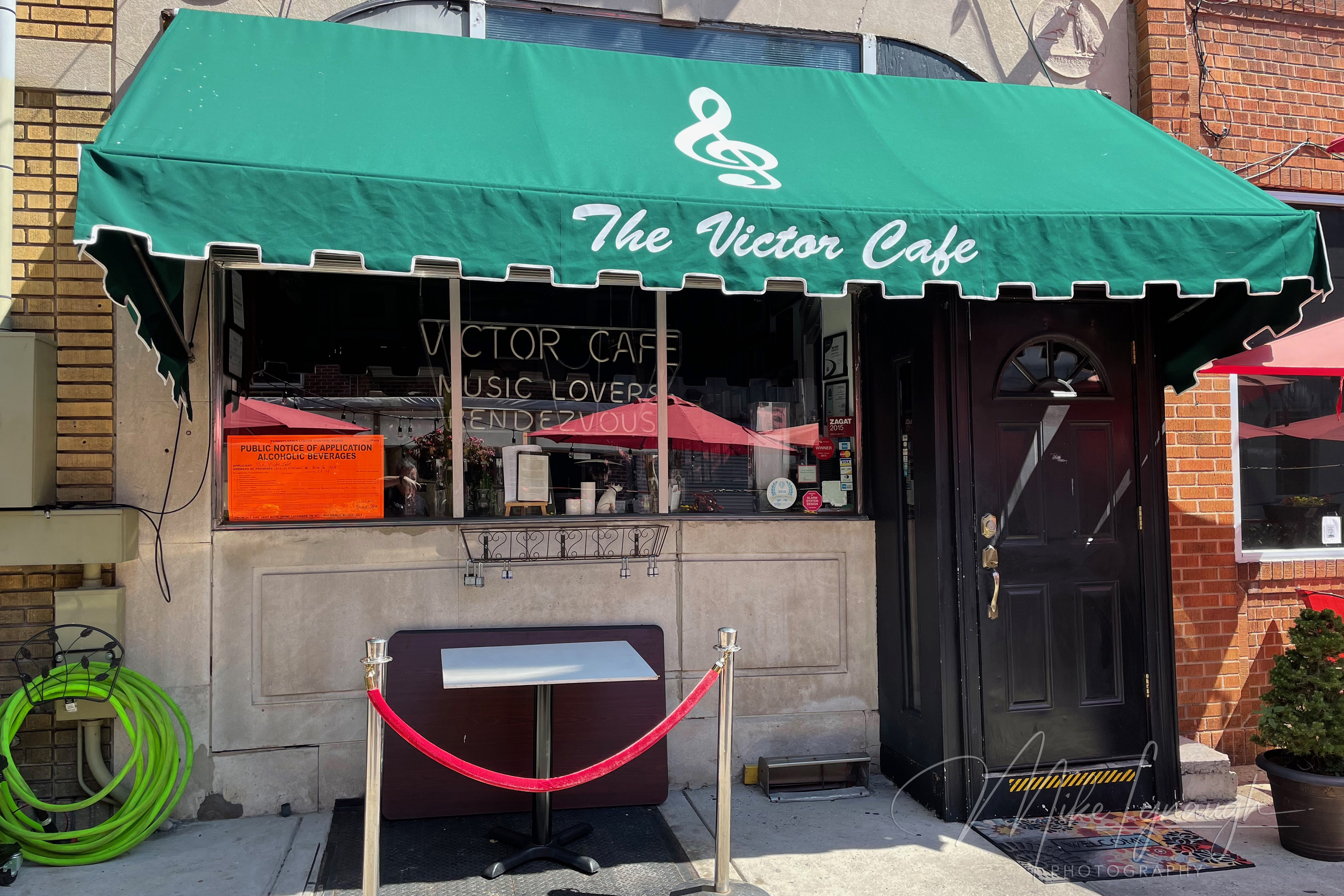The exterior of The Victor Cafe in South Philadelphia. The Victor Cafe doubles as Adrian's Restaurant in Rocky Balboa, Creed and Creed II.