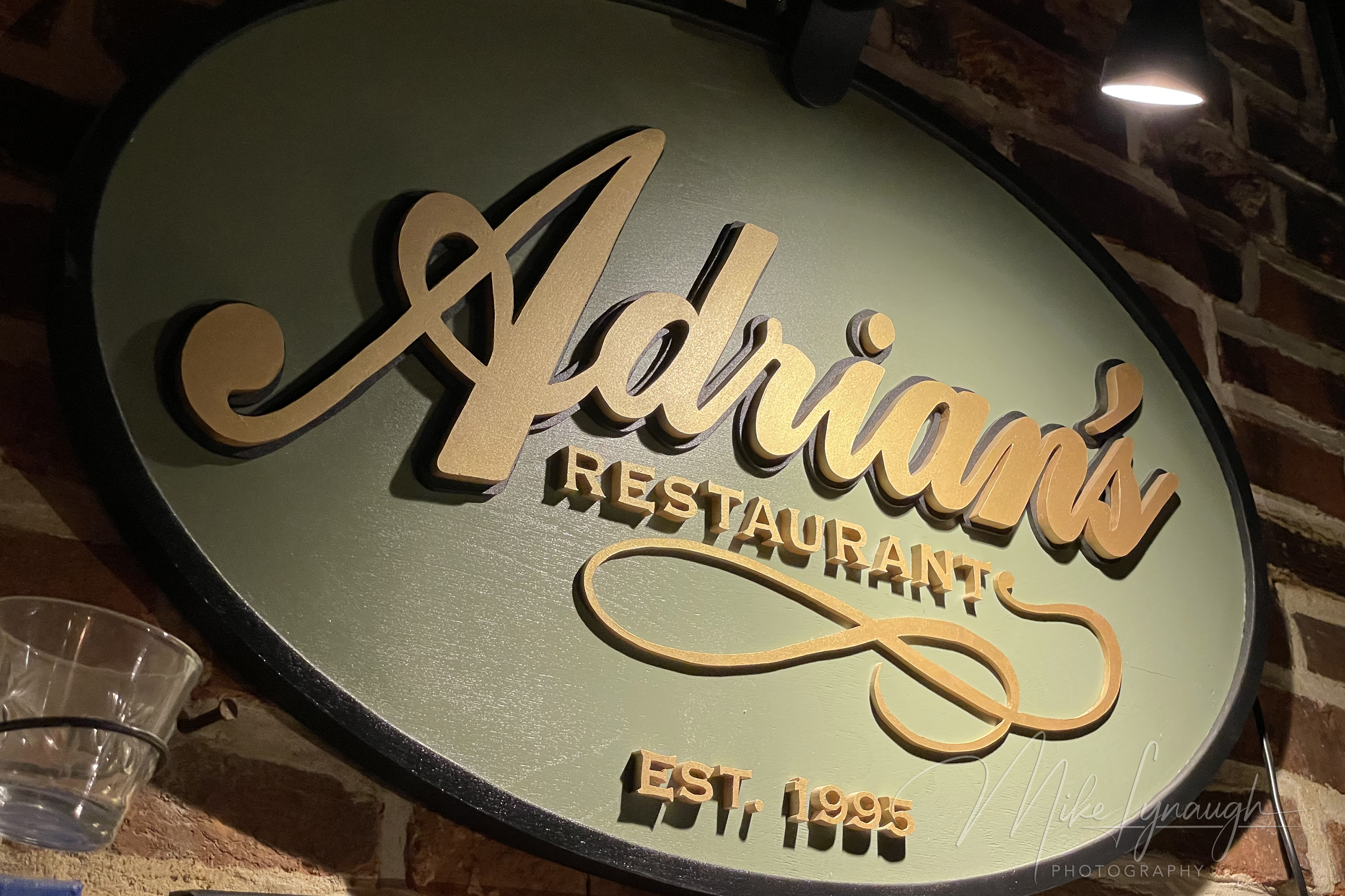 the Adrian's Resturant sign on display upstairs at The Victor Cafe in South Philadelphia.