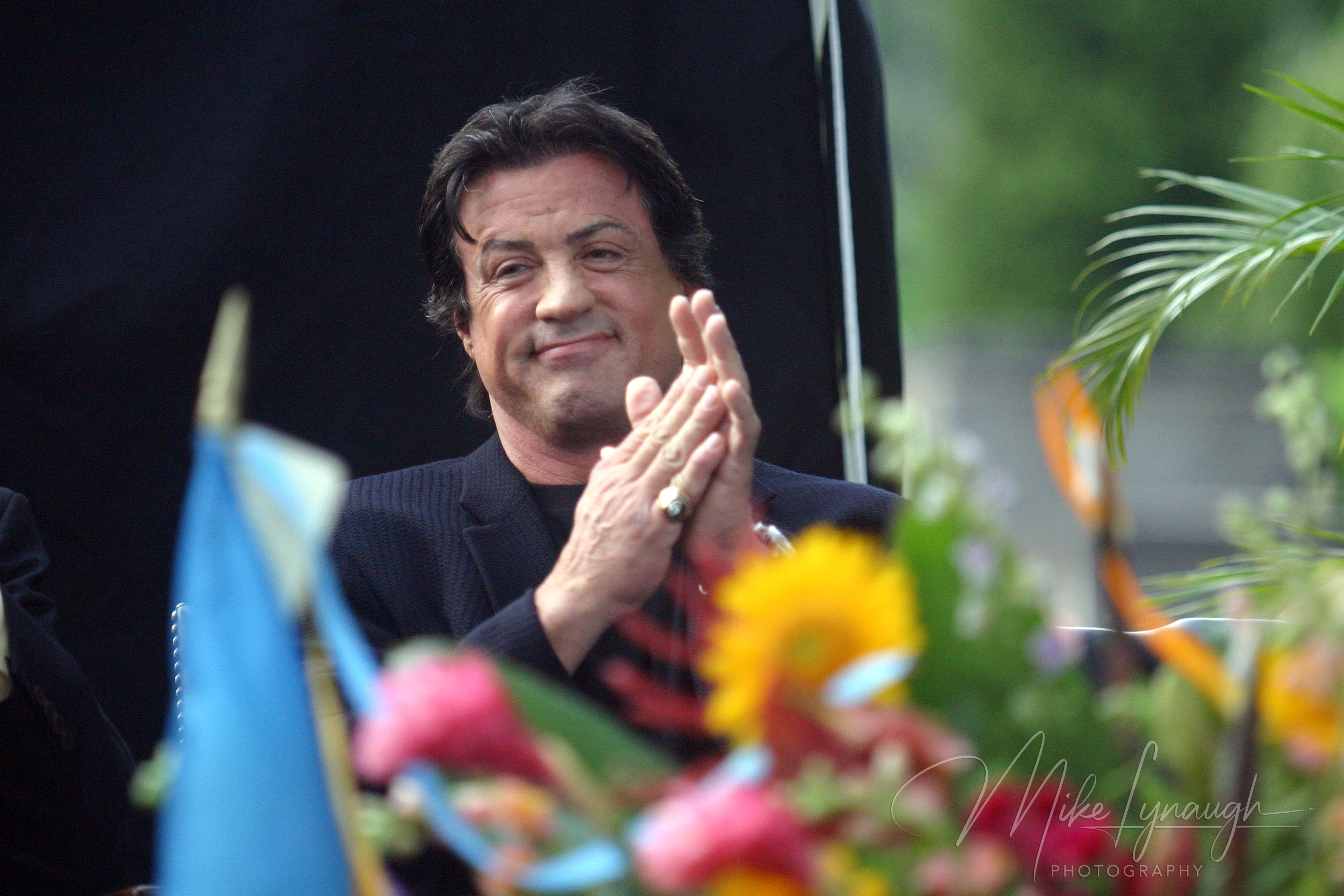 Sylvester Stallone at the rededication of the Rocky Statue at the base of the Rocky Steps at the Philadelphia Museum of Art.