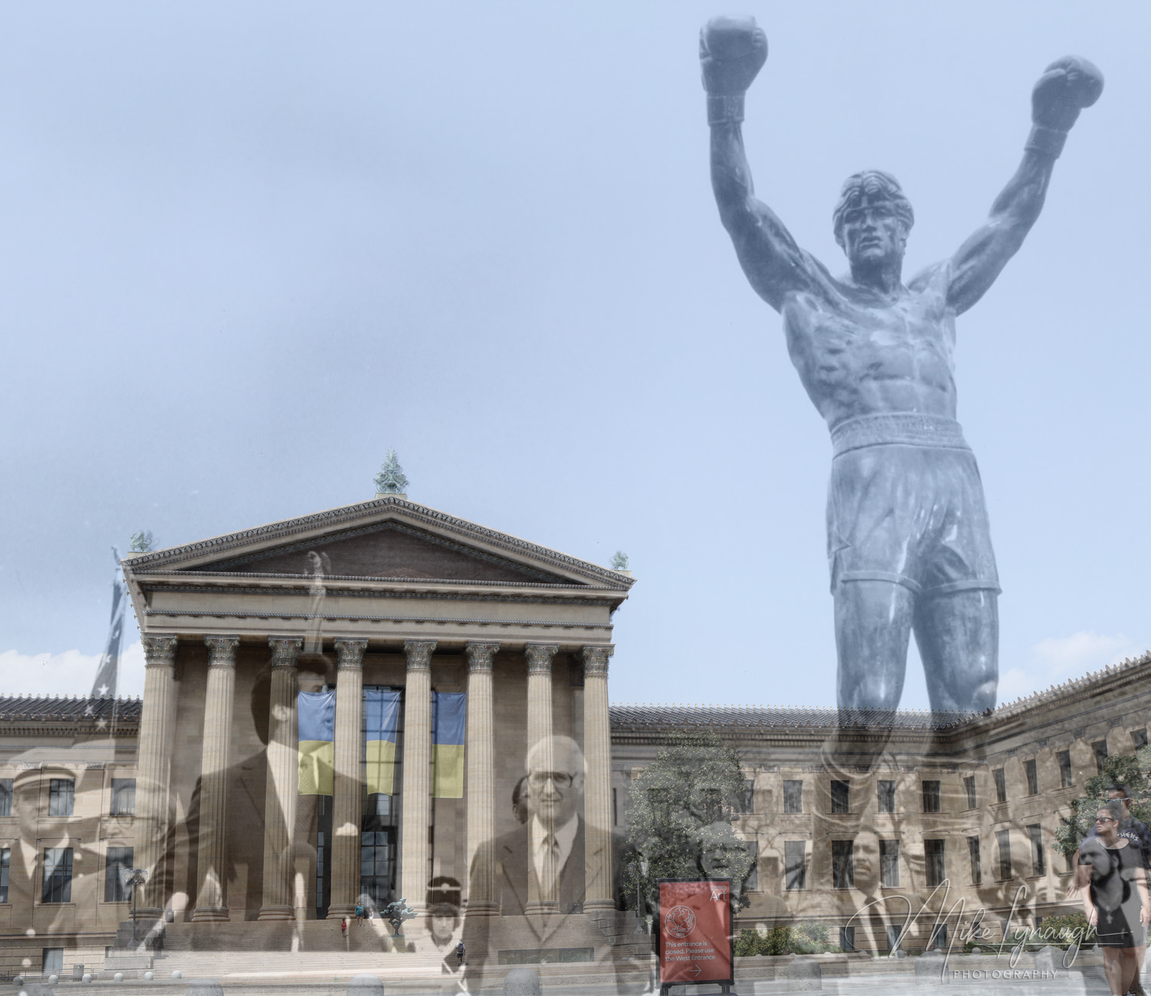 Rocky III — The Statue at the Museum. A composite photo I put together to show this scene from Rocky III and compare it to what it looked like in 2022.
