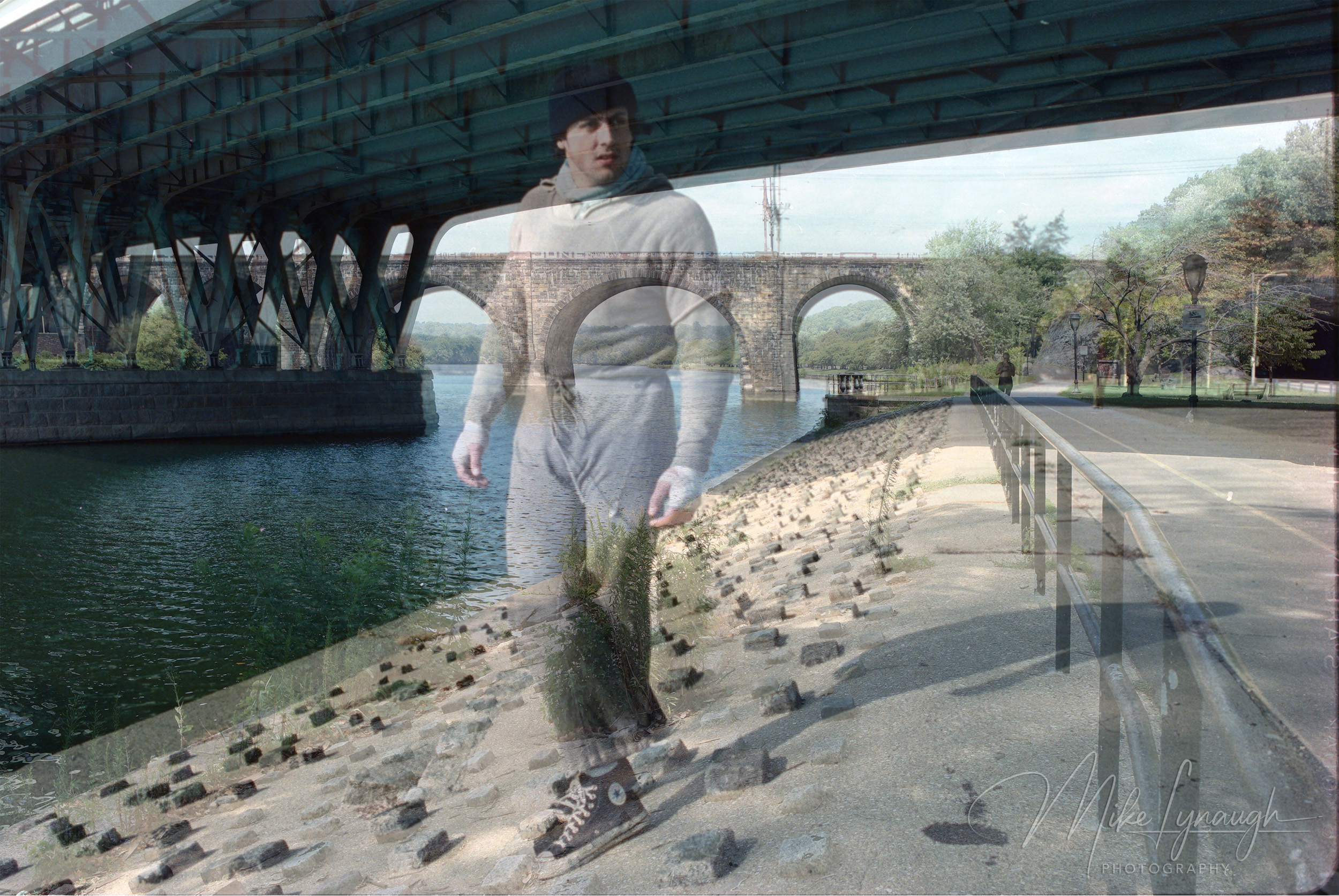 Rocky — The Riverfront. A composite photo I put together to show this scene from the original 1976 Rocky and compare it to what it looked like in 2022.