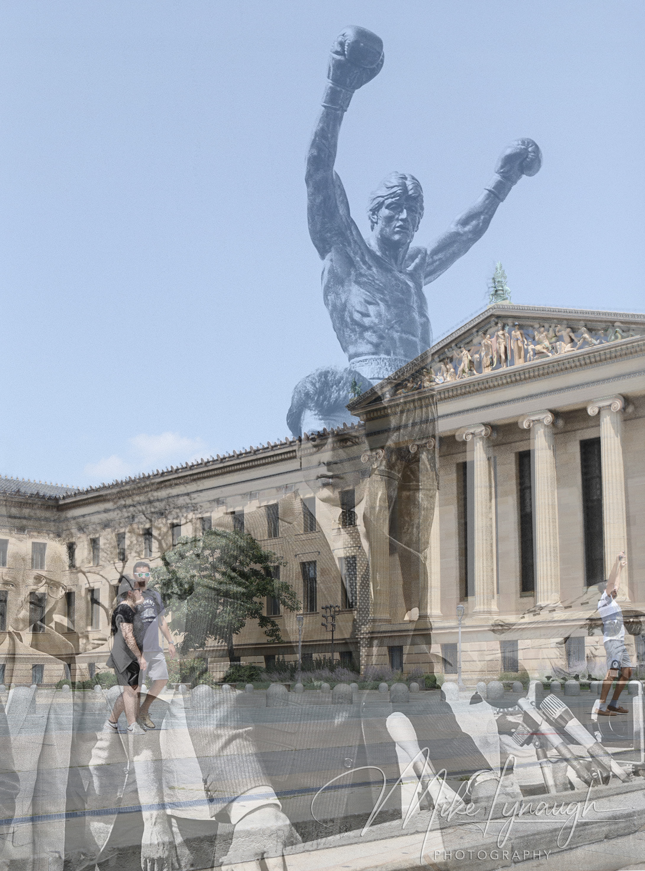 Rocky III — The Statue, Vertical View. A composite photo I put together to show this scene from Rocky III and compare it to what it looked like in 2022.