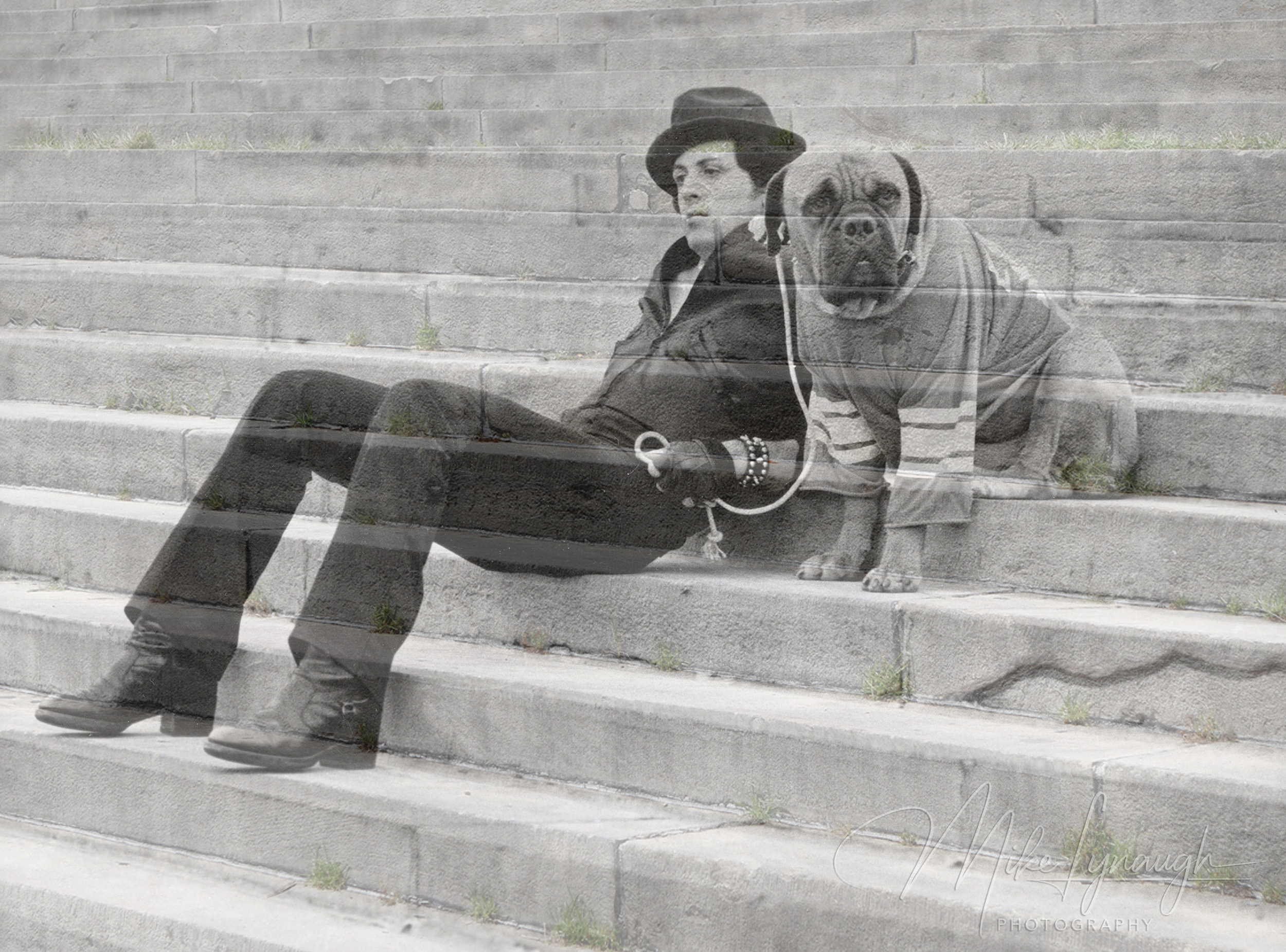 Rocky II — Rocky and Butkus. A composite photo I put together to show this scene from Rocky II and compare it to what it looked like in 2022.