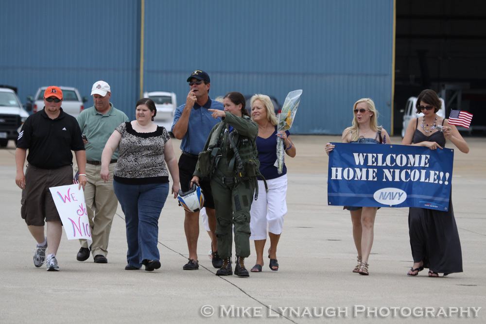 Aviators of VFA-83 "Rampagers" return home to Naval Air Station Oceana following a 6 month deployment in the Gulf on the USS Eisenhower on July 27, 2010.  � Mike Lynaugh