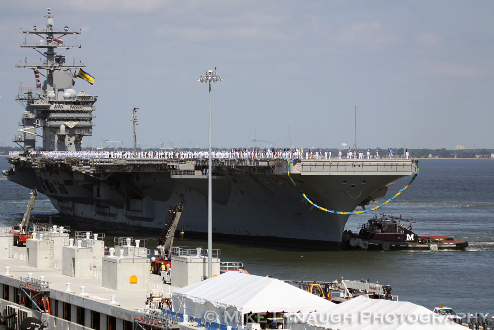 The USS Eisenhower (CVN-69) returns home to Naval Station Norfolk following a 6 month deployment in the Gulf on July 28, 2010.  � Mike Lynaugh