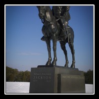 The Stonewall Jackson Monument stands in the approximate location the general held on Henry Hill during First Manassas.  It was here that Jackson earned the nickname "Stonewall" when General Barnard E. Bee tried to rally his men and said, "Form, form, there stands Jackson like a stone wall, rally behind the Virginians!"   Bee suffered a mortal wound a short time later on this same field.  � Mike Lynaugh Photography