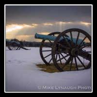 Cannon rest on the Henry House Hill on the Manassas Battlefield National Park.  On July 21, 1861 85 year-old Mrs. Judith Carter Henry was bed-ridden and unable to evacuate when the fighting came to her property.  She was mortally wounded when a Union shell crashed through her bedroom wall and severed off one of her feet and caused other injuries.  � Mike Lynaugh Photography