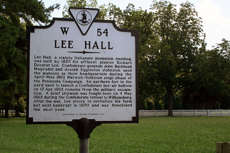 Lee Hall, which was used as a Confederate headquarters for Generals Joseph Johnson and John Magruder during the beginning of the Peninsula Campaign in 1862.  � Mike Lynaugh