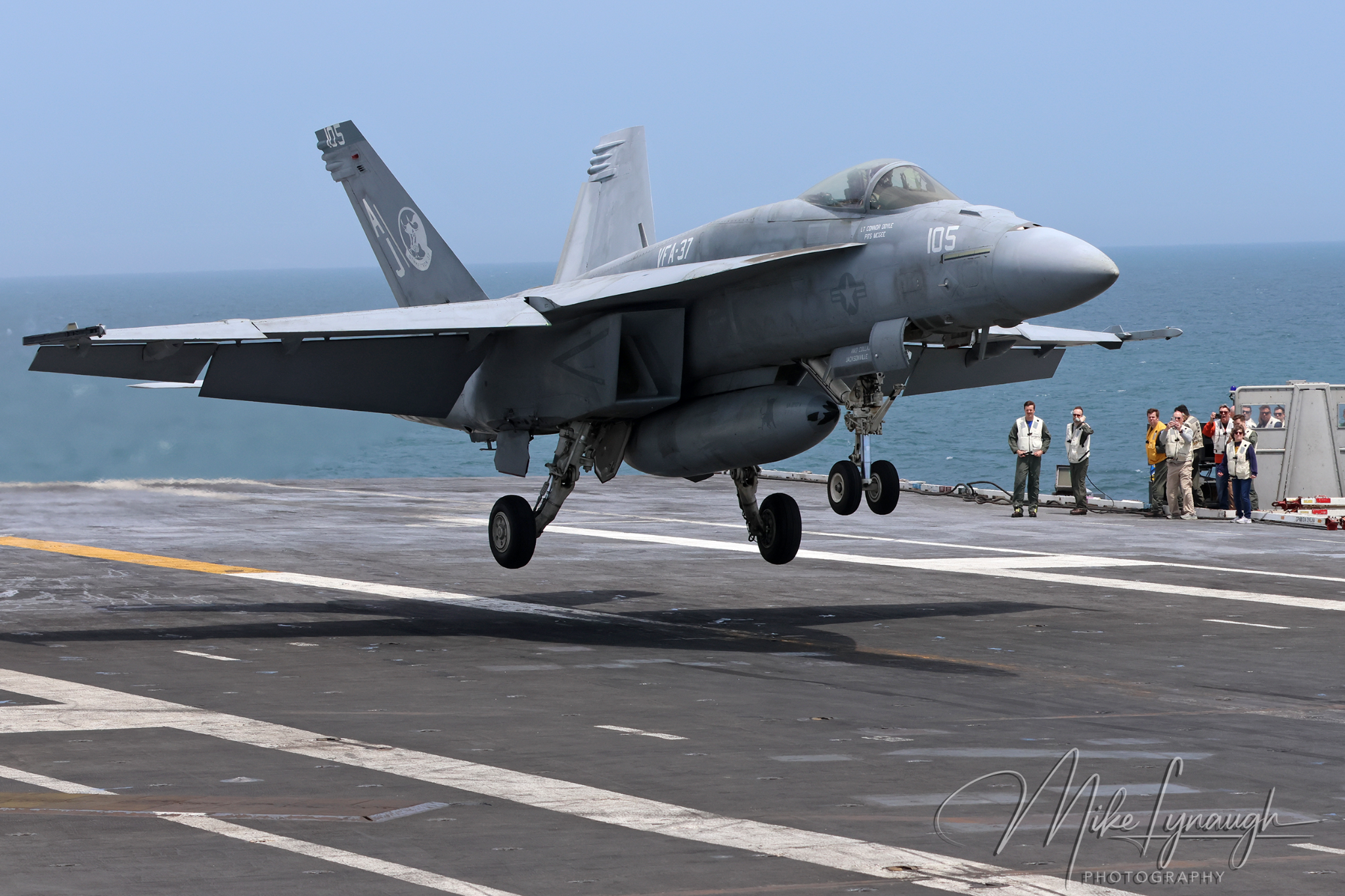 F/A-18 Super Hornet recovering aboard USS Gerald R. Ford