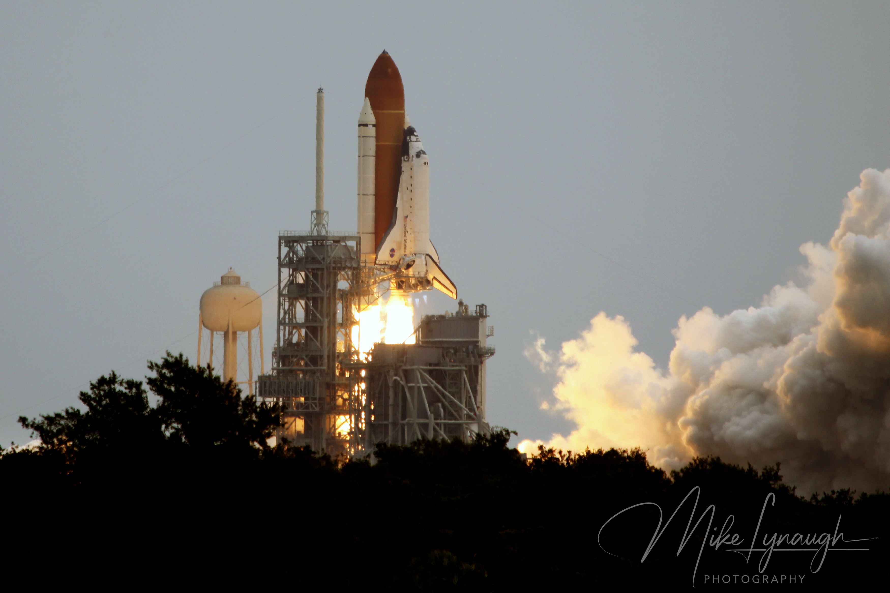 Space Shuttle Atlantis (OV-104) begins its vertical climb and clears the launch tower at NASA’s Kennedy Space Center on July 8, 2011, at 11:29 a.m.