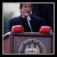 Sylvester Stallone participates in the Rocky Statue Dedication at the Philadelphia Museum of Art on September 8, 2006.  � Mike Lynaugh